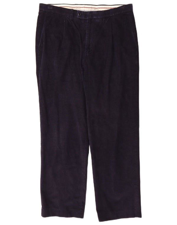 Calça masculina de veludo cotelê Marks & Spencer W36 L31 algodão azul marinho