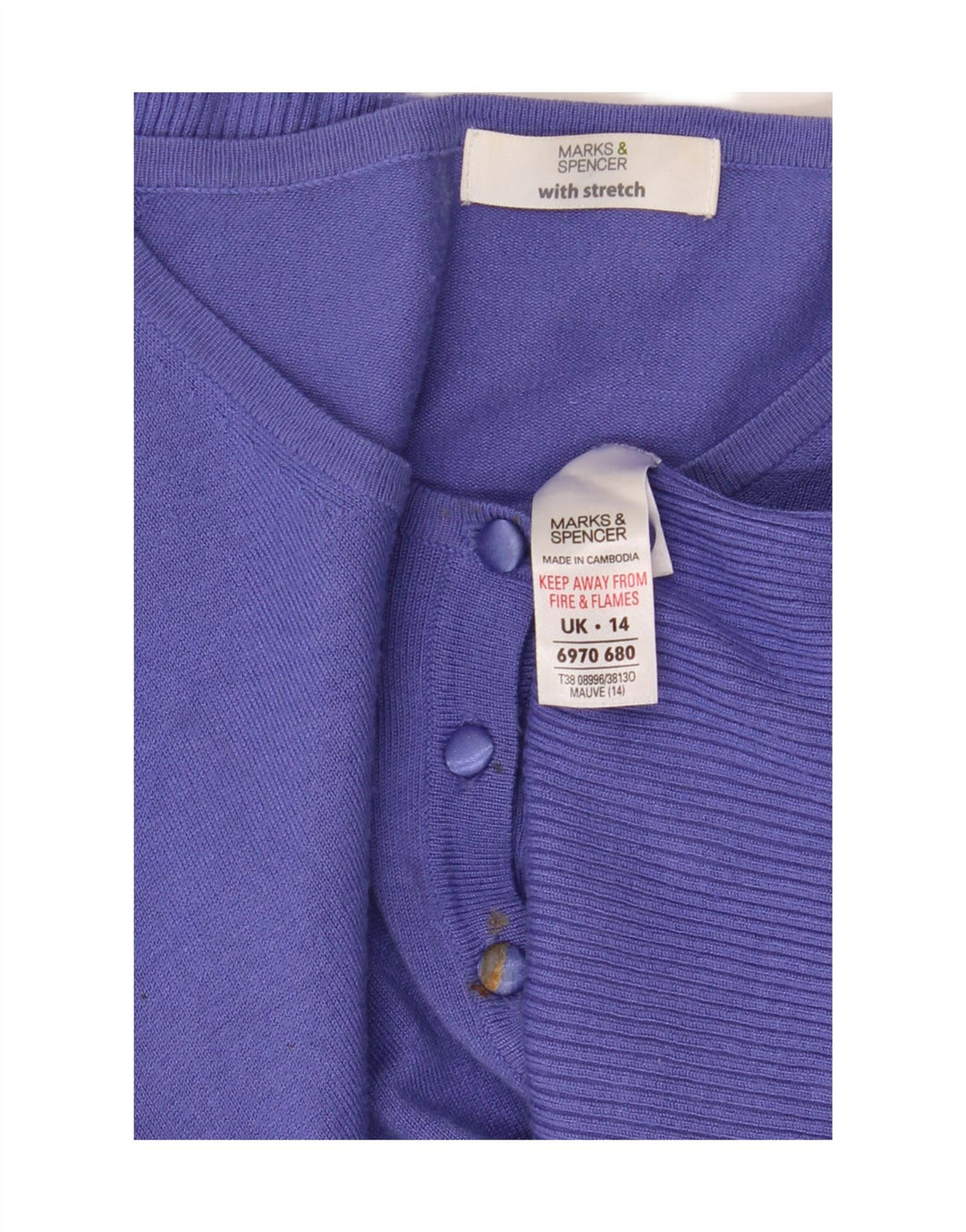 Suéter cardigã feminino Marks & Spencer UK 14 viscose roxo médio