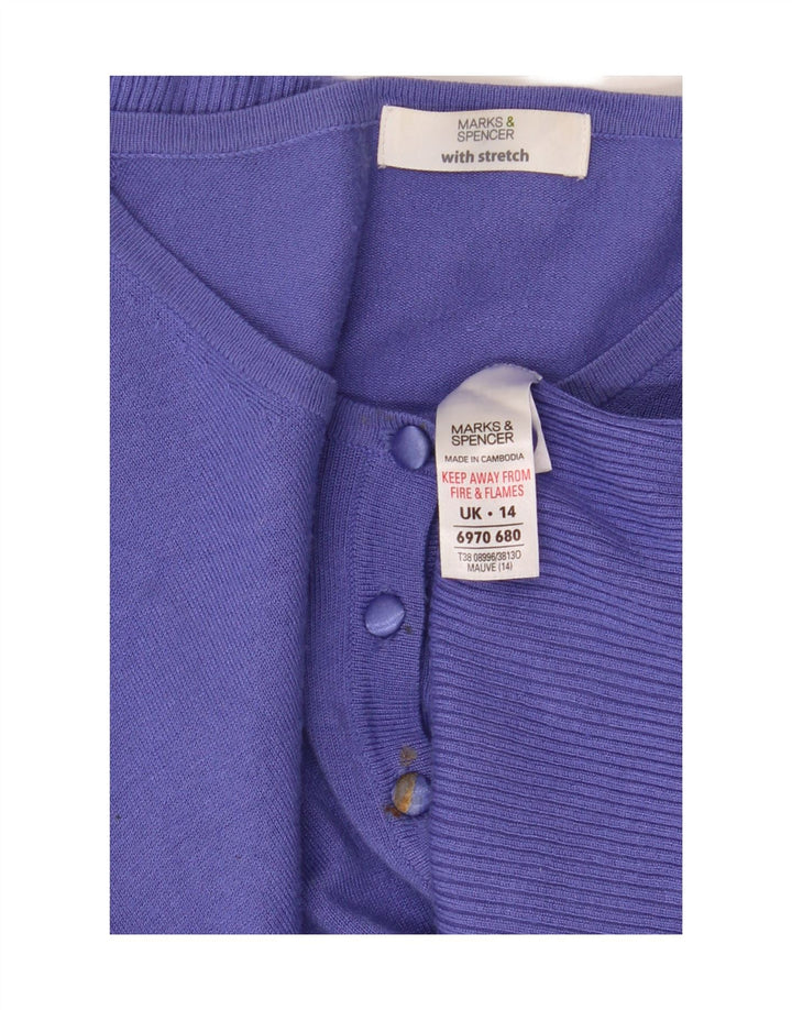 Suéter cardigã feminino Marks & Spencer UK 14 viscose roxo médio