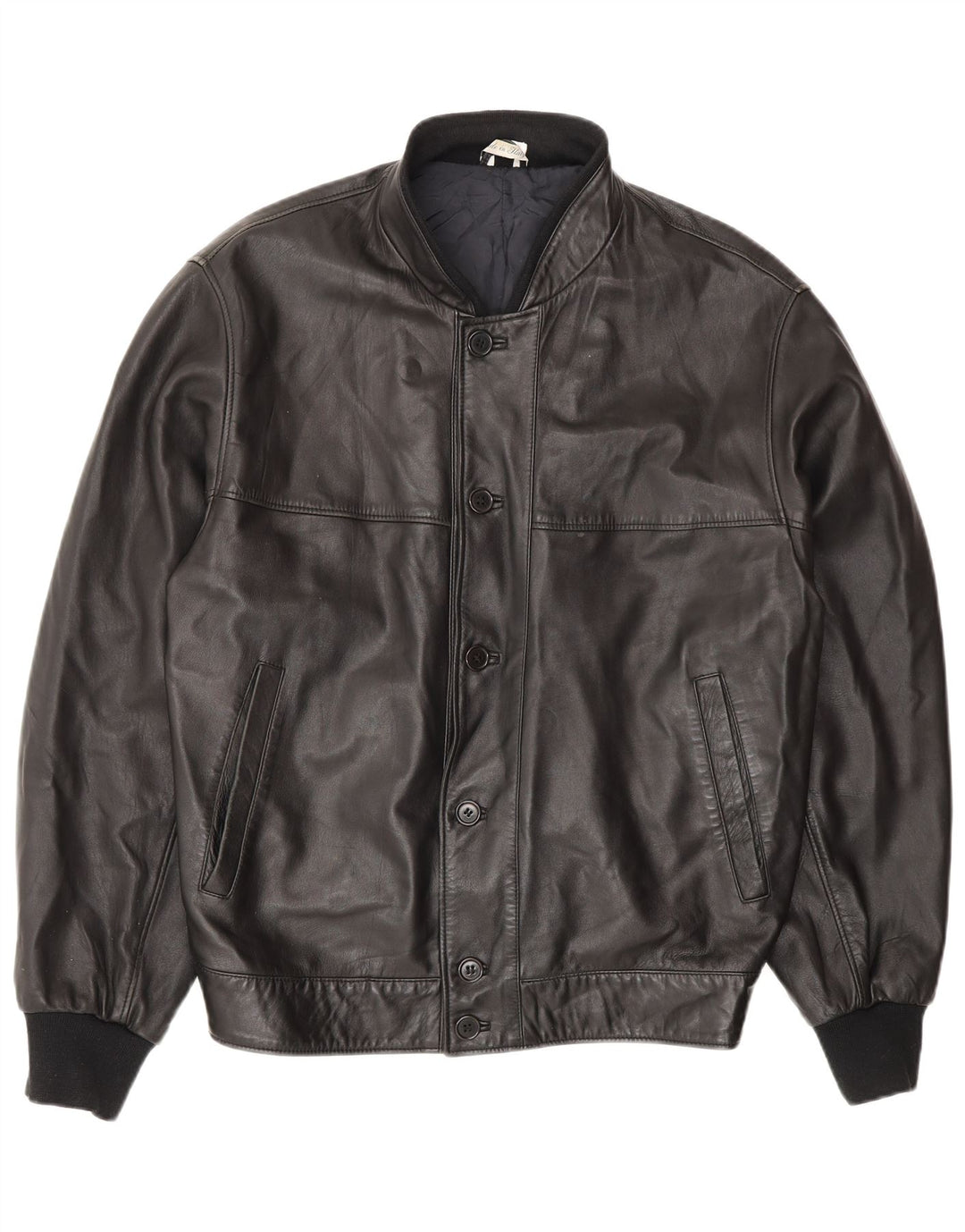 Jaqueta de couro masculina vintage IT 48 couro preto médio