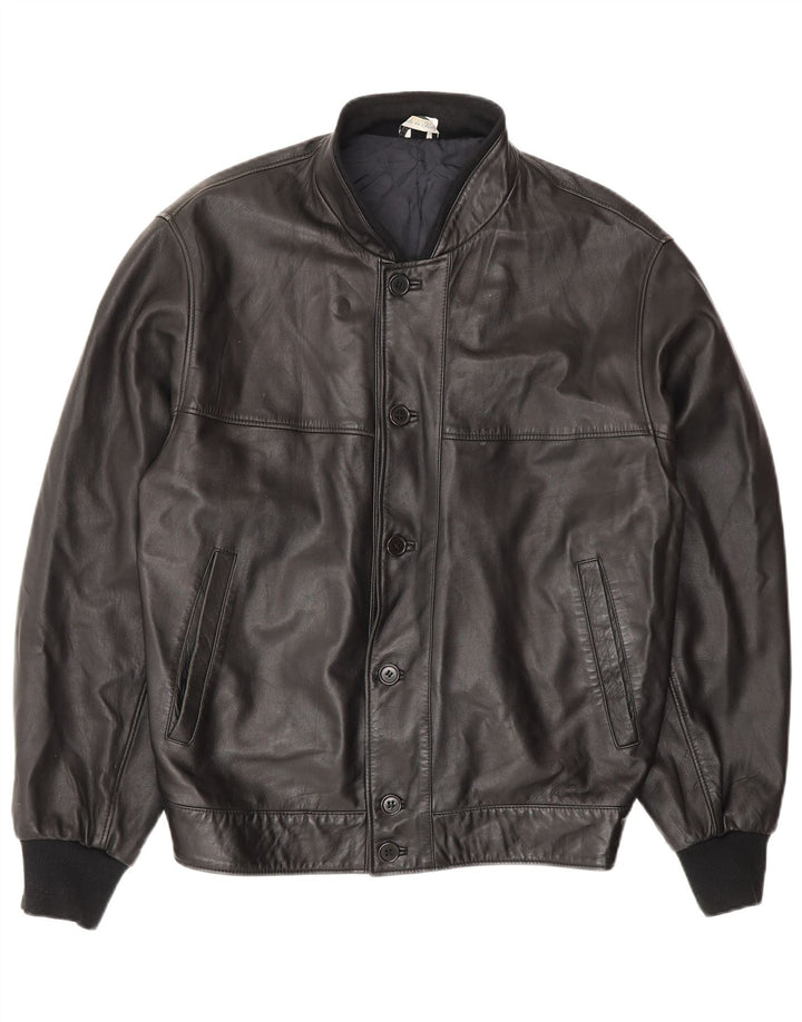 Jaqueta de couro masculina vintage IT 48 couro preto médio