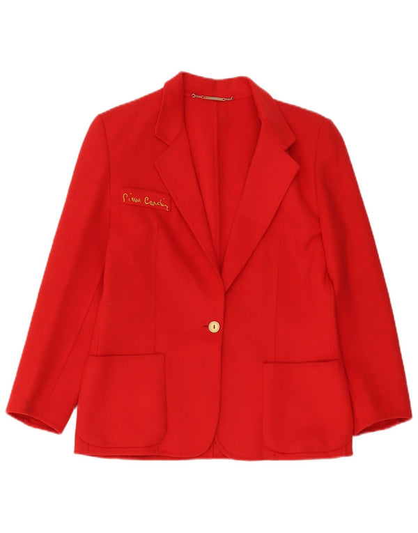 Jaqueta blazer feminina Pierre Cardin com 1 botão IT 42 médio vermelho lã clássica