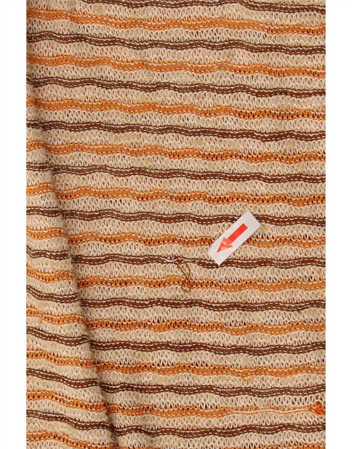 Vestido feminino vintage de malha deslizante UK 12 médio listrado multicolorido