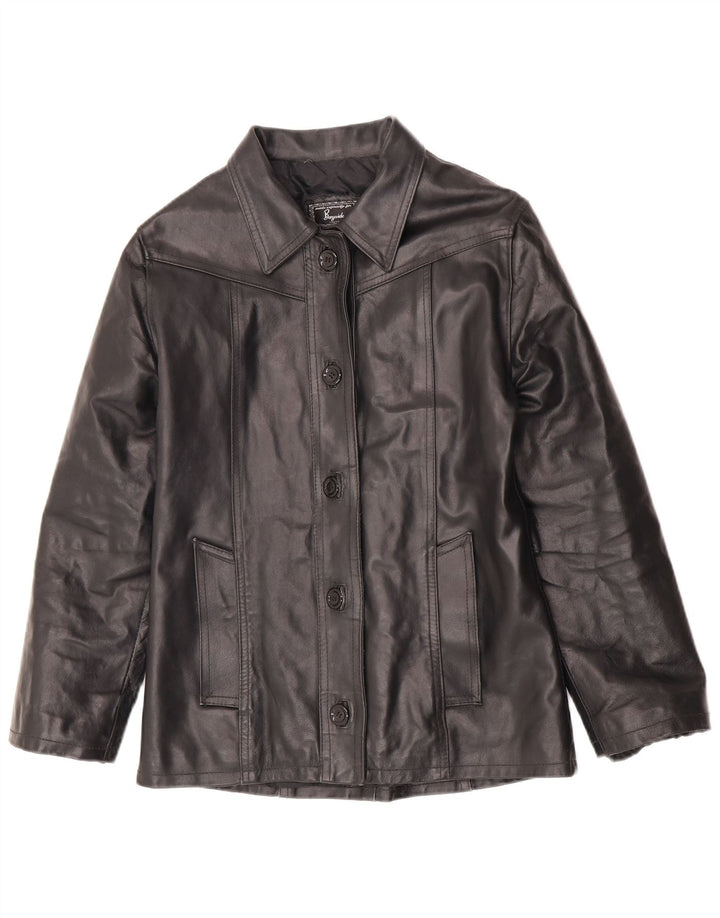 Jaqueta de couro feminina Bayside UK 10 pequena preta
