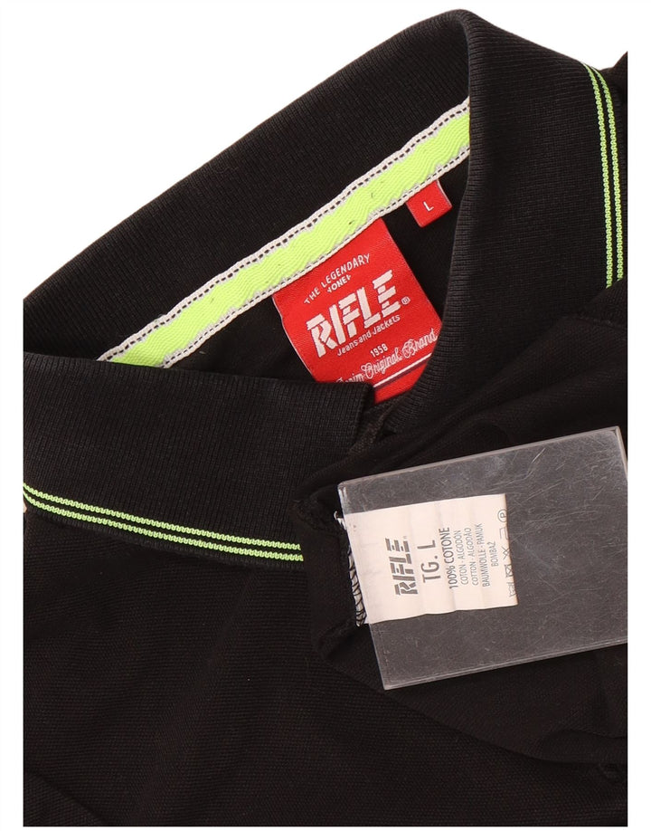 Camisa polo masculina Rifle grande algodão preto