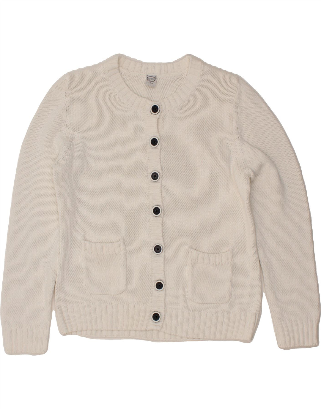 VINTAGE Womens Cardigan Sweater IT 44/46 Large White Cotton Vintage Vintage and Second-Hand Vintage from Messina Hembry 