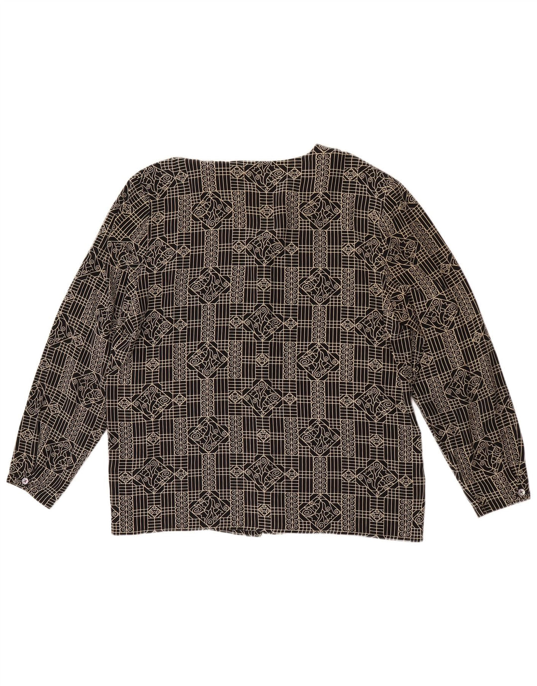 Blusa feminina vintage IT 46 grande seda floral preta