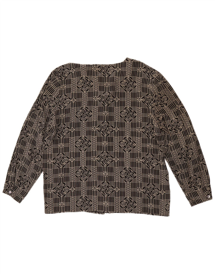Blusa feminina vintage IT 46 grande seda floral preta
