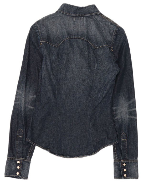 Camisa jeans feminina Levi's 13-14 anos pequena azul marinho algodão