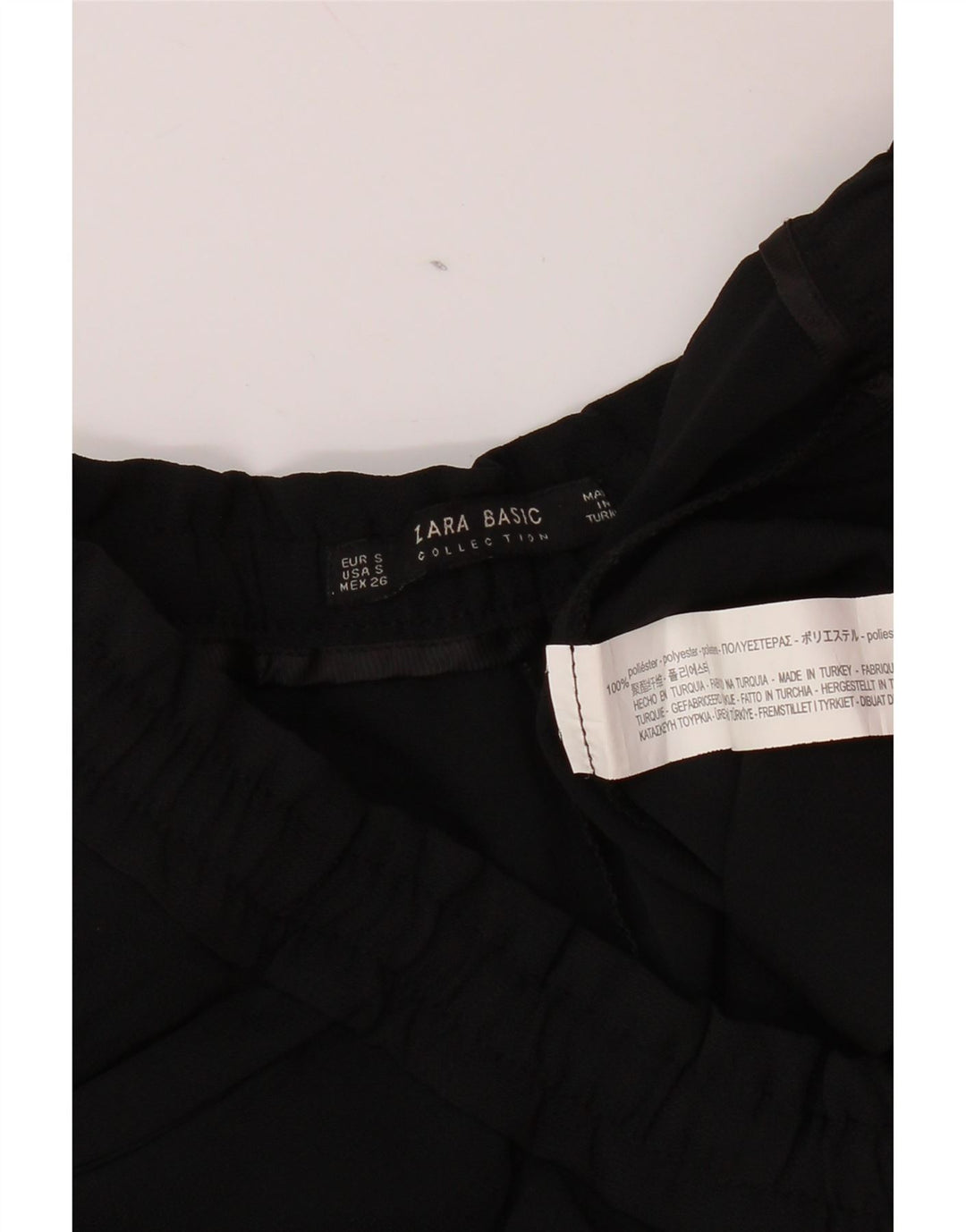 ZARA Calça Chino Feminina Slim Pequena W26 L26 Poliéster Preto