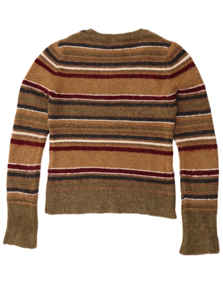 Zara Suéter feminino com gola redonda e listrado médio multicolorido Reino Unido 12