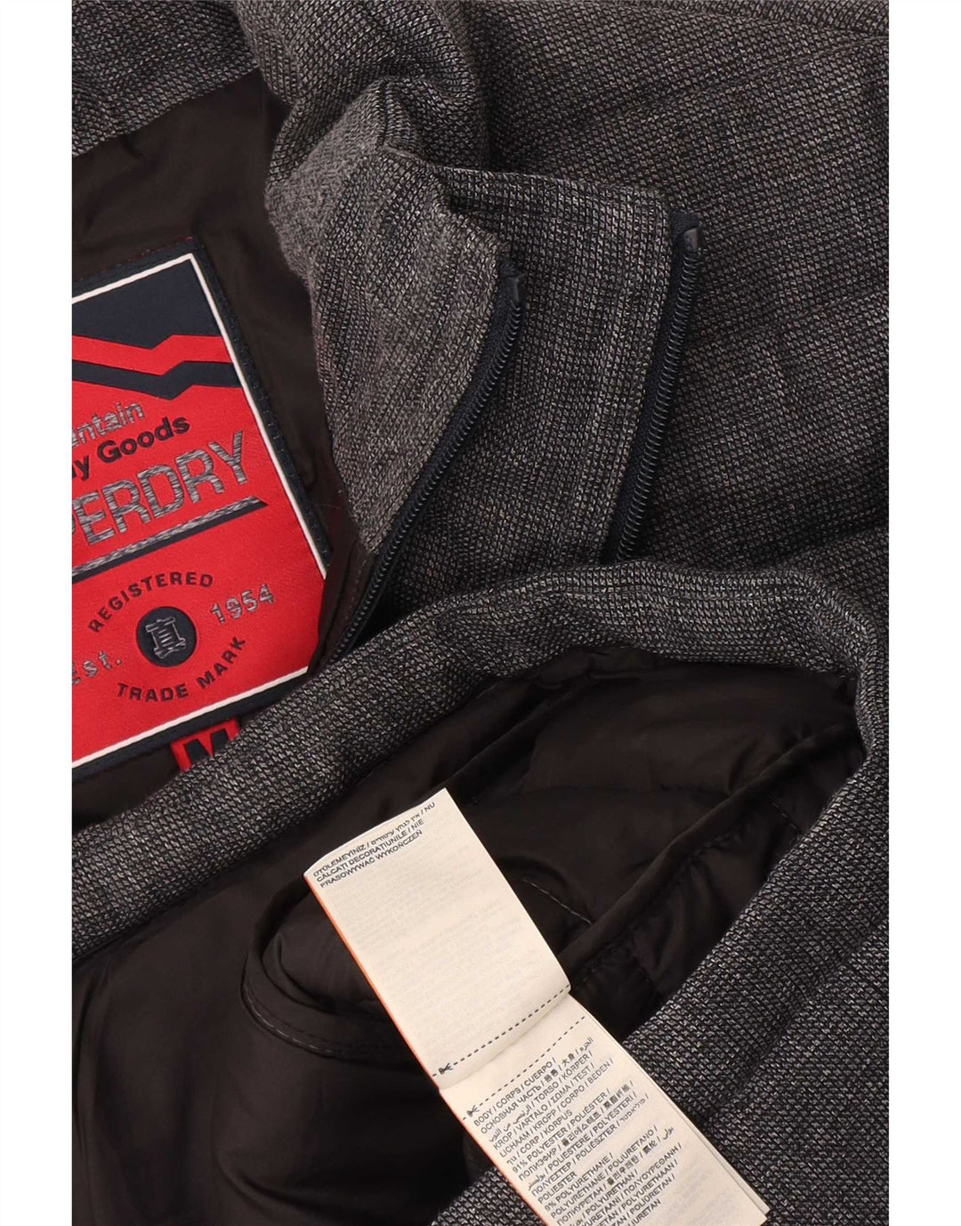 Jaqueta acolchoada masculina Superdry UK 38 poliéster cinza médio