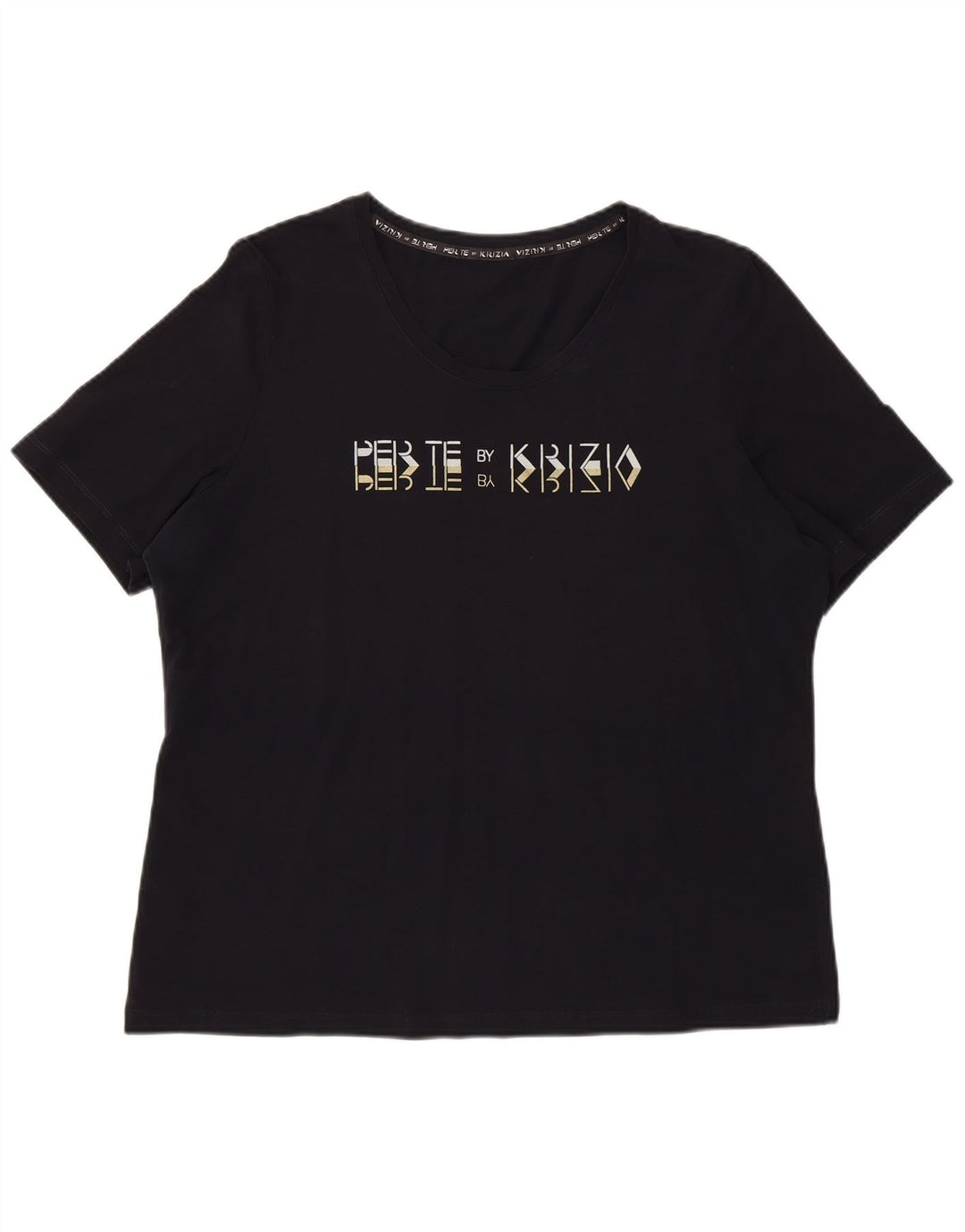 Camiseta feminina com estampa regular Perte by Krizia Top Reino Unido 12 Médio Azul Marinho