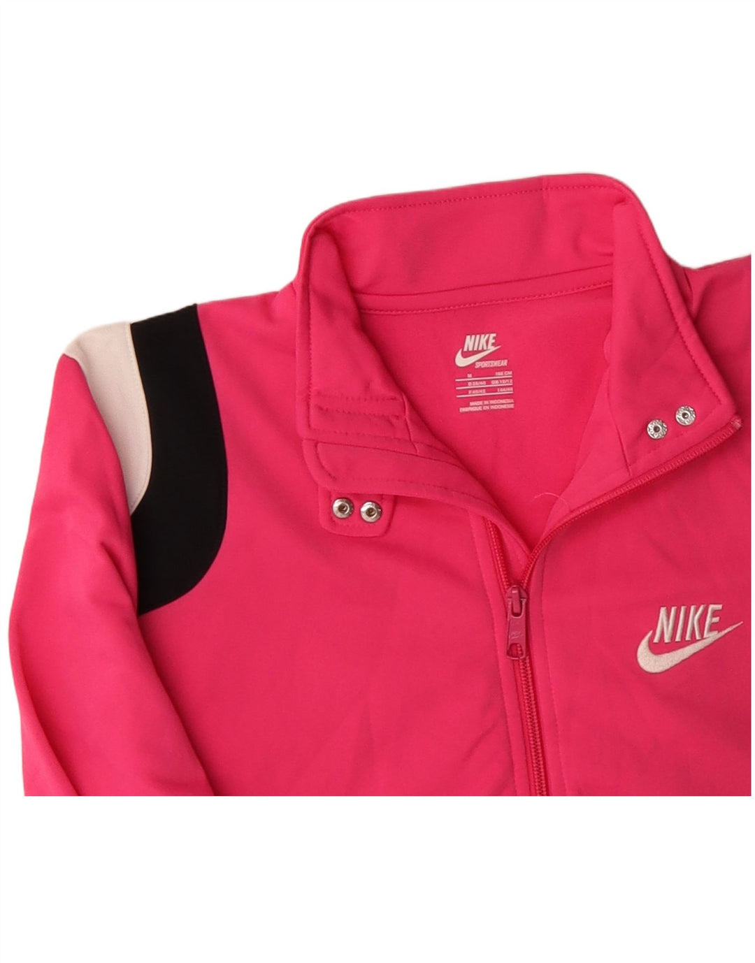 NIKE Womens Tracksuit Top Jacket UK 12 Medium Pink Colourblock Poliéster