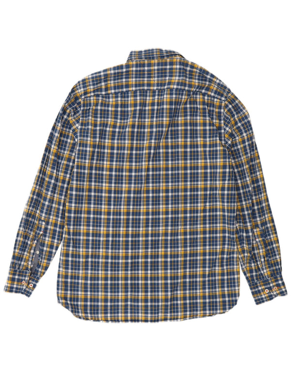 Tommy Hilfiger Camisa masculina New York Fit de algodão xadrez azul médio
