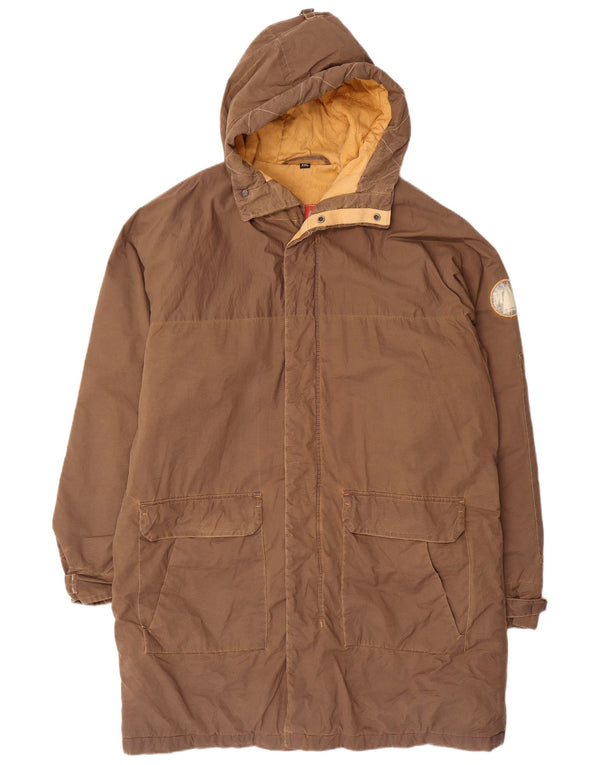 Casaco corta-vento masculino Murphy & Nye com capuz Reino Unido 44 2XL poliéster marrom