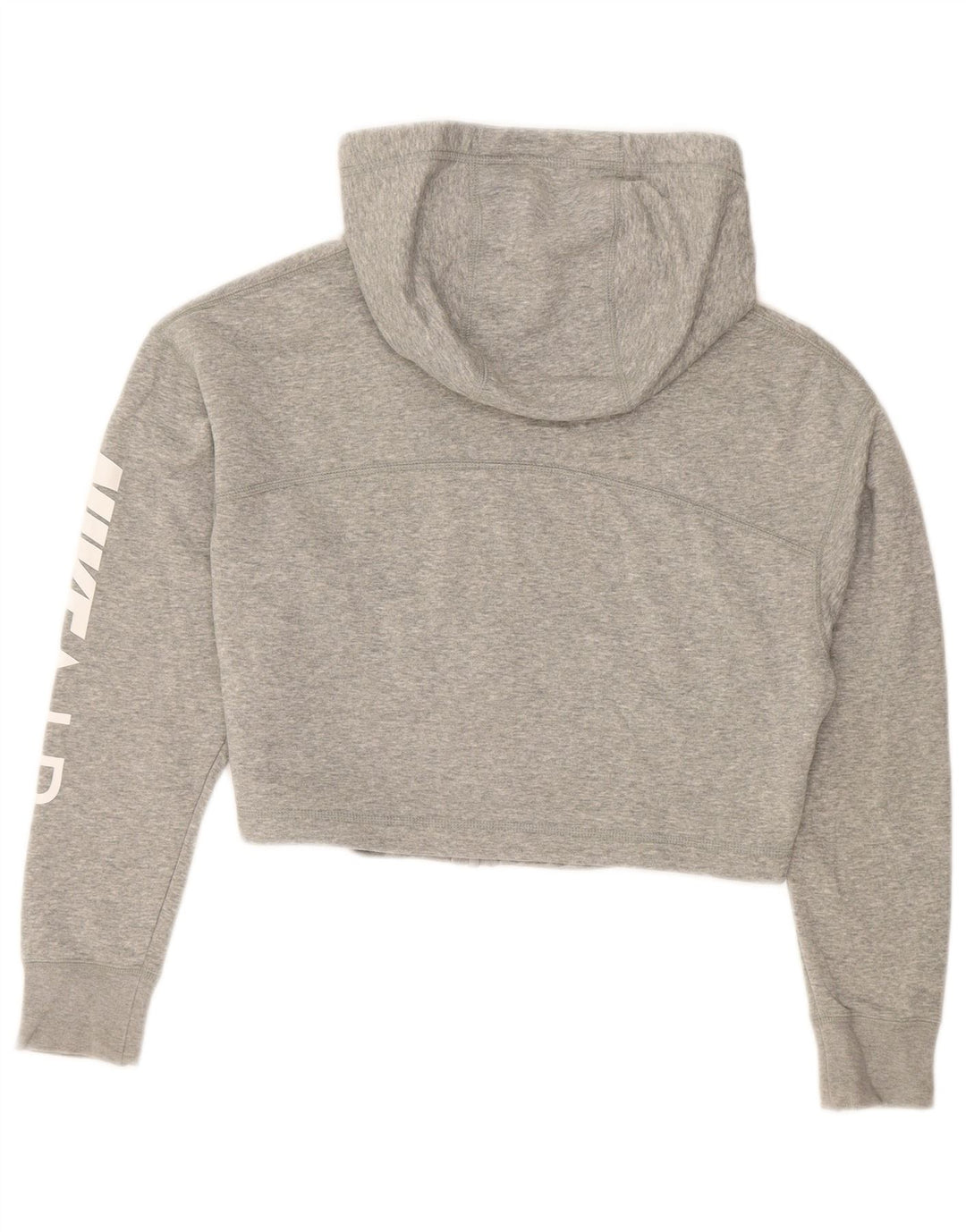 Suéter feminino NIKE com capuz e zíper gráfico oversized UK 10 cinza pequeno