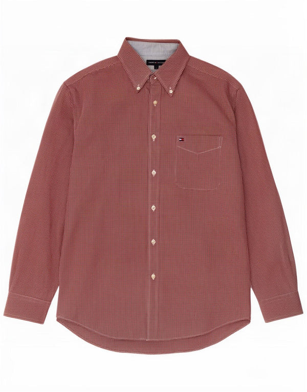 Camisa masculina Tommy Hilfiger grande algodão guingão vermelho