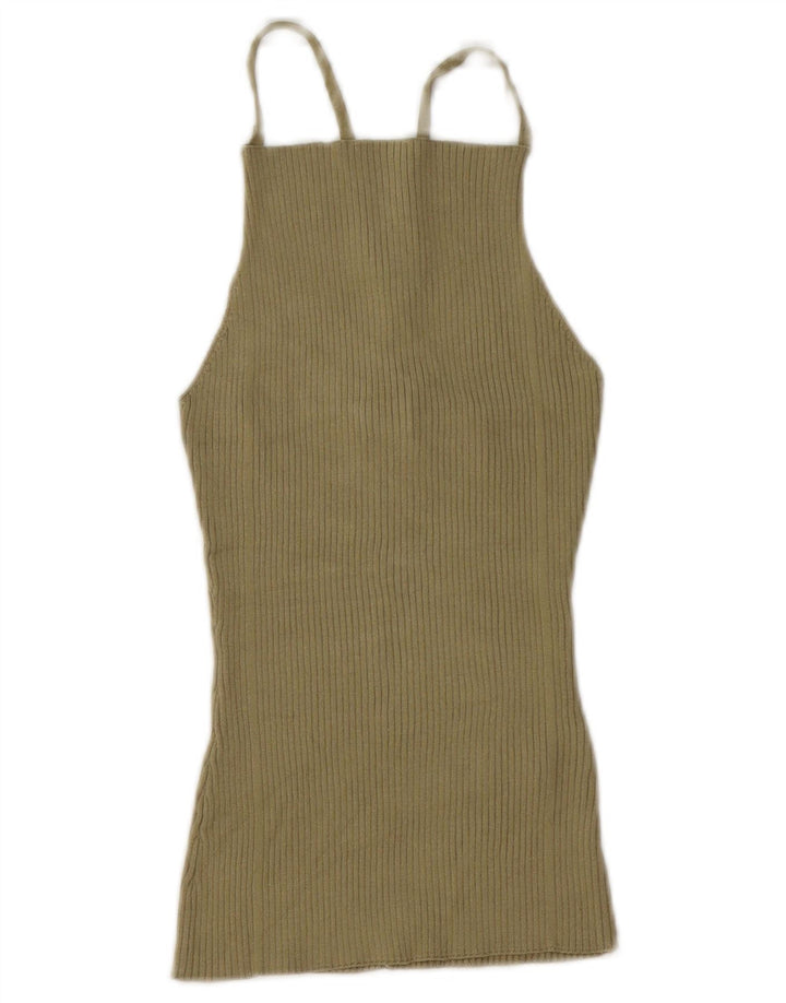 Zara Womens Cami Top UK 12 Medium Khaki Viscose