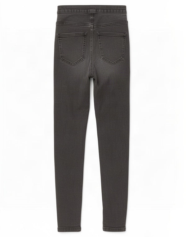 Calça jeans feminina Marks & Spencer super skinny UK 8 pequena W26 L28 algodão preto