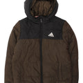 Jaqueta acolchoada com capuz Adidas Boys 9-10 anos cáqui colorblock poliéster