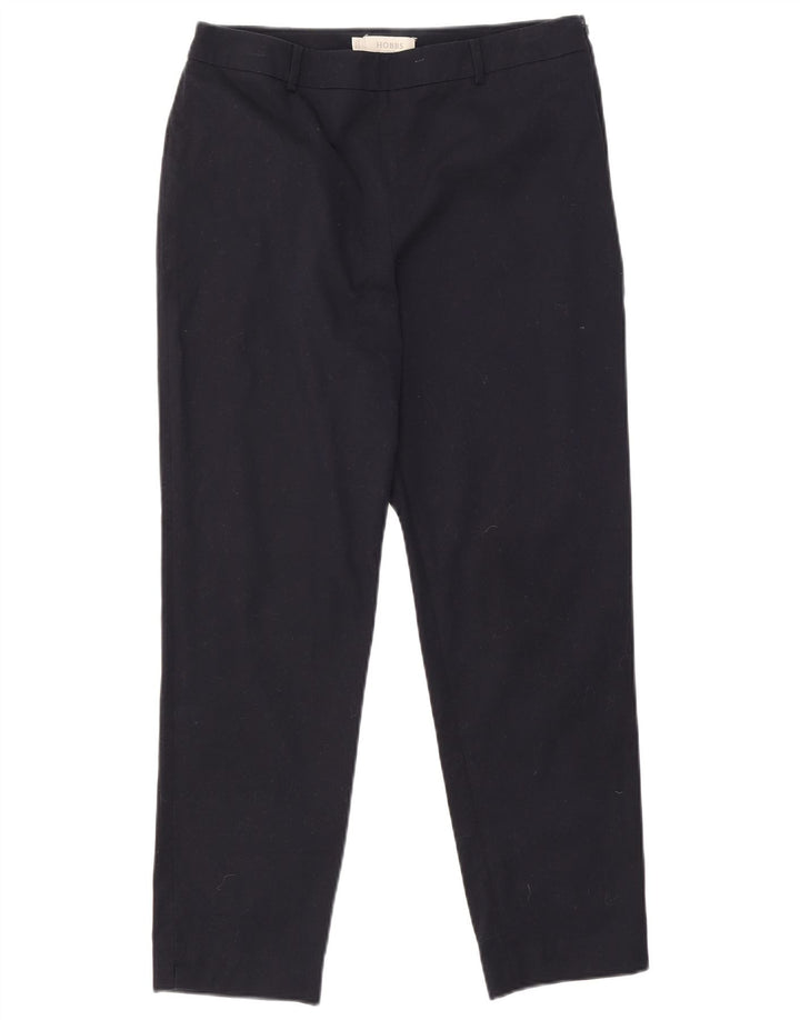 Calças cortadas femininas Hobbs UK 12 médio W30 L25 azul marinho