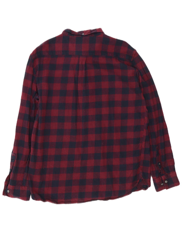 Camisa masculina de flanela French Connection 2XL algodão guingão cor de vinho