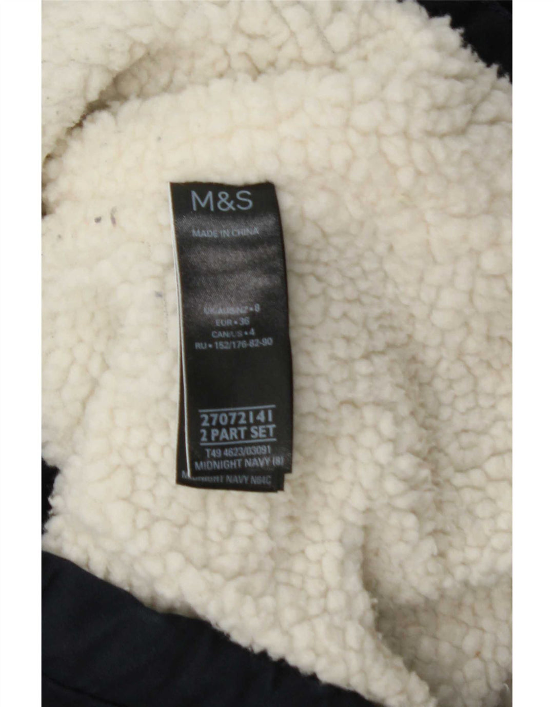 Jaqueta Parka masculina com capuz grande Marks & Spencer Reino Unido 8 pequena azul marinho