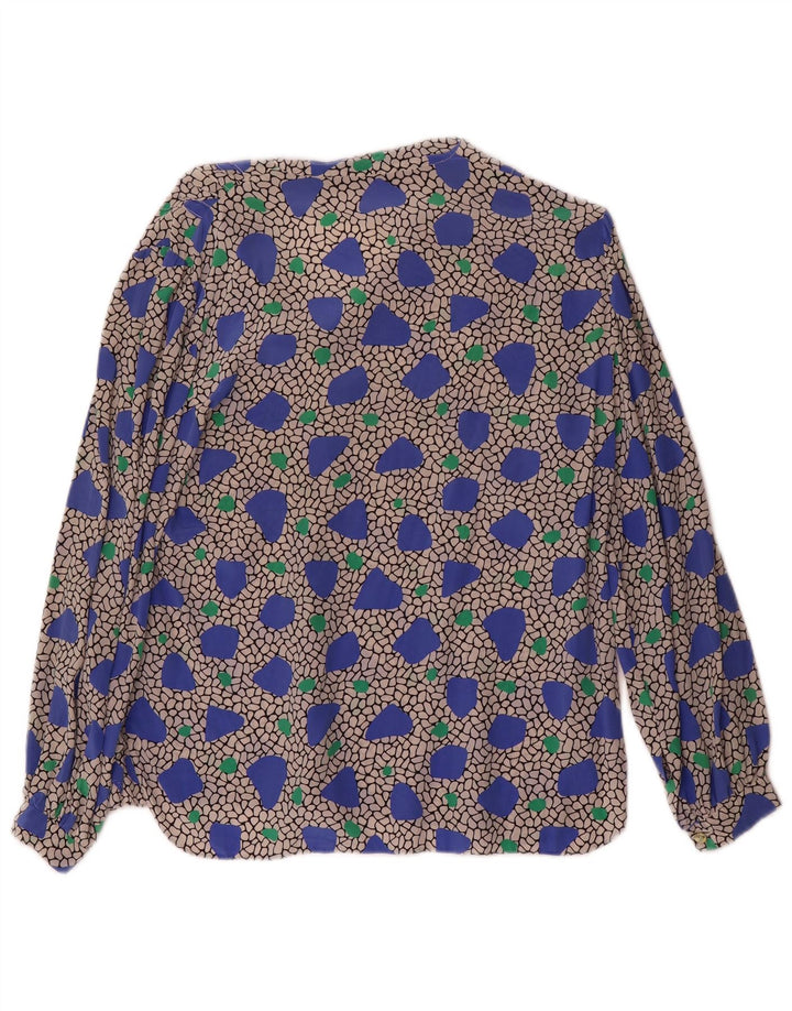 Blusa feminina vintage de manga comprida UK 14 média multicolorida
