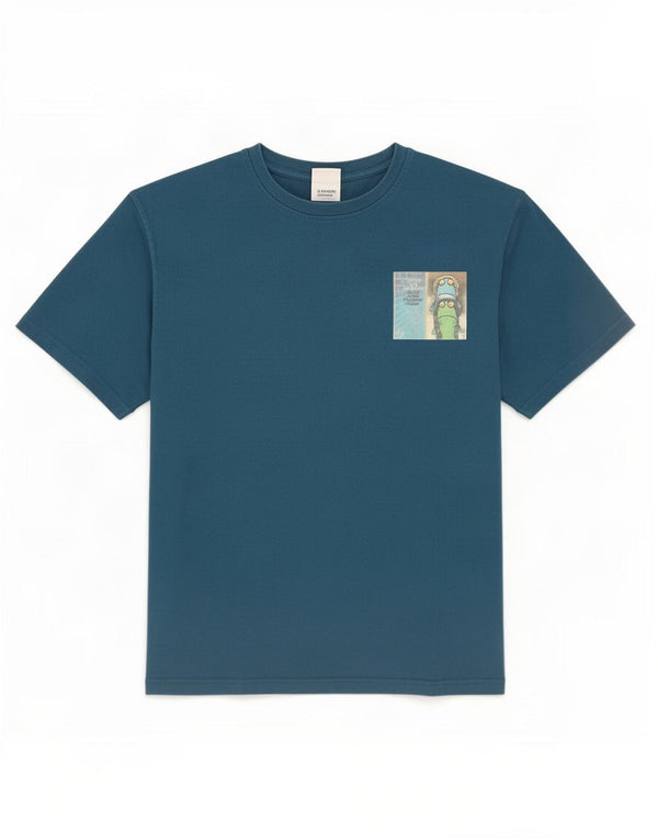 Camiseta gráfica masculina Weird Fish Top grande algodão azul