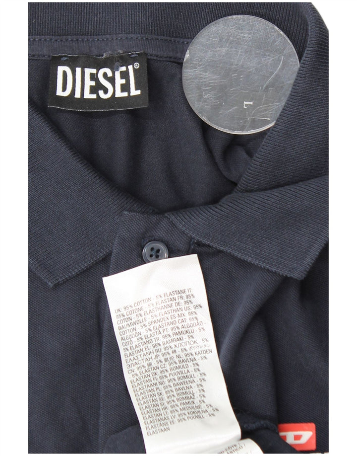 Camisa polo masculina DIESEL grande algodão azul marinho
