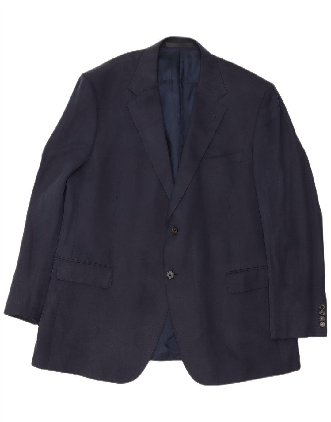 Jaqueta blazer masculina de 2 botões Marks & Spencer Reino Unido 46 XL azul marinho seda