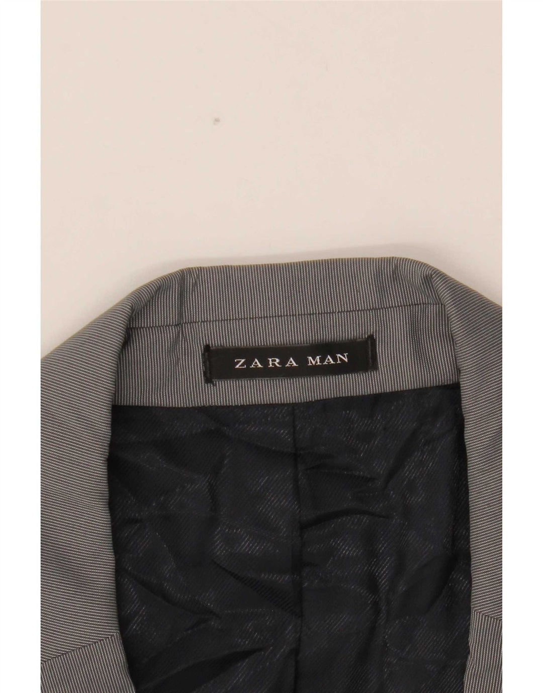 Jaqueta blazer masculina Zara com 2 botões EU 54 XL cinza risca de giz poliéster