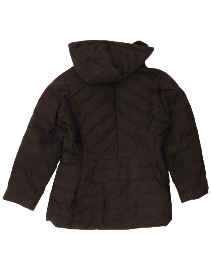 Jaqueta acolchoada com capuz feminina Zara UK 20 2XL poliéster preto