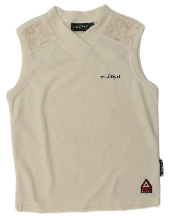 Colete de veludo feminino Chervo Top IT 44 poliéster Paisley branco médio