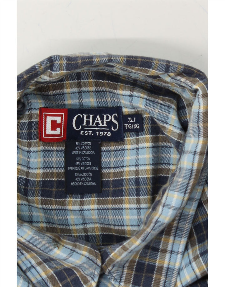 CHAPS Mens Short Sleeve Shirt XL Blue Check Cotton Vintage Chaps and Second-Hand Chaps from Messina Hembry 