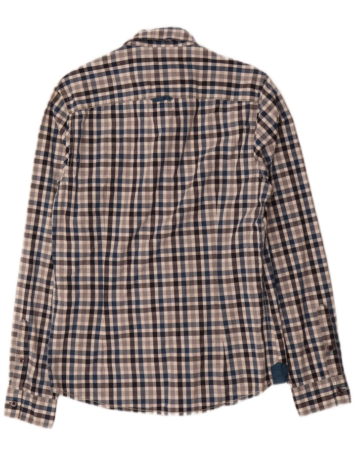 Guess Camisa masculina slim fit pequena algodão guingão multicolorido