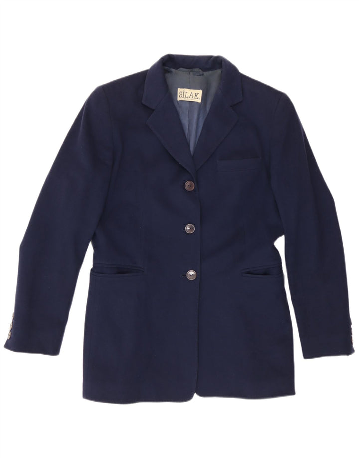 Jaqueta Blazer Feminina Vintage Longline com 3 Botões UK 14 Azul Marinho Médio
