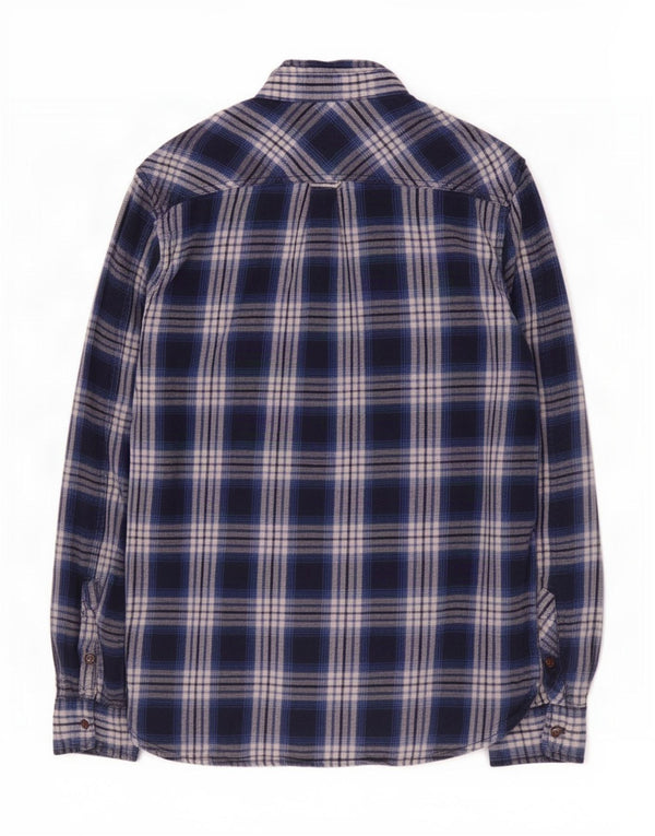 Camisa masculina de flanela Superdry xadrez regular fit médio xadrez azul marinho