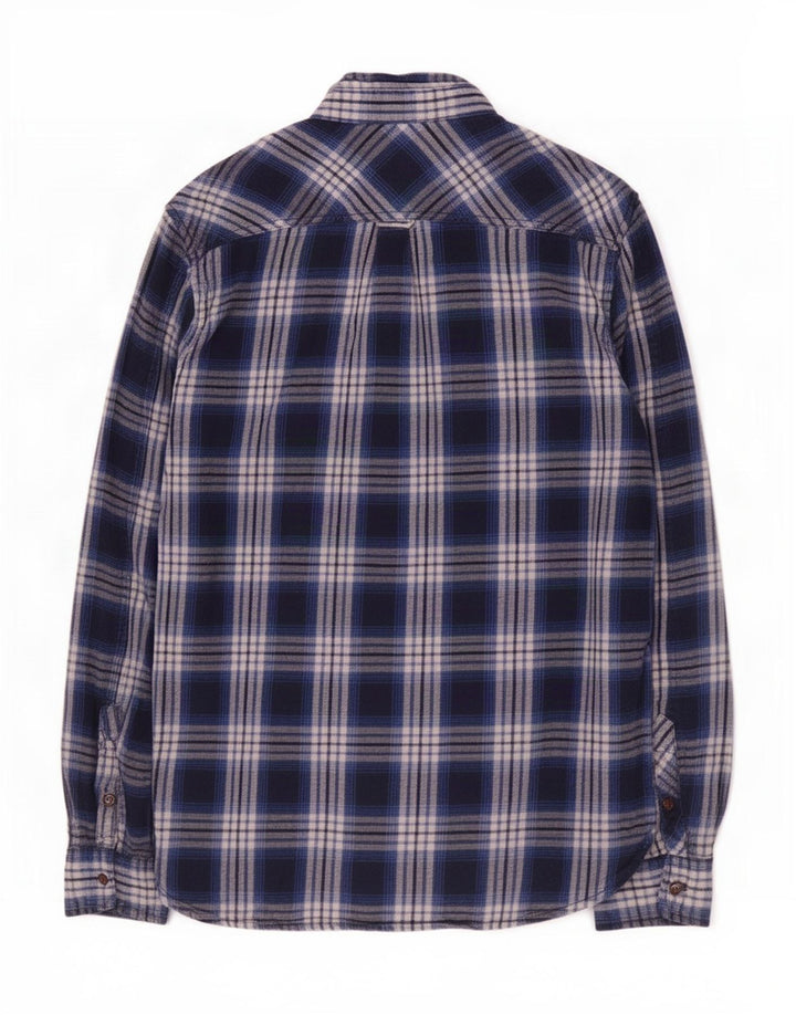 Camisa masculina de flanela Superdry xadrez regular fit médio xadrez azul marinho