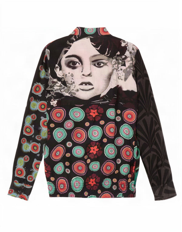 Blusa feminina Desigual com padrão abstrato e camisa UK 18 XL multicolorida