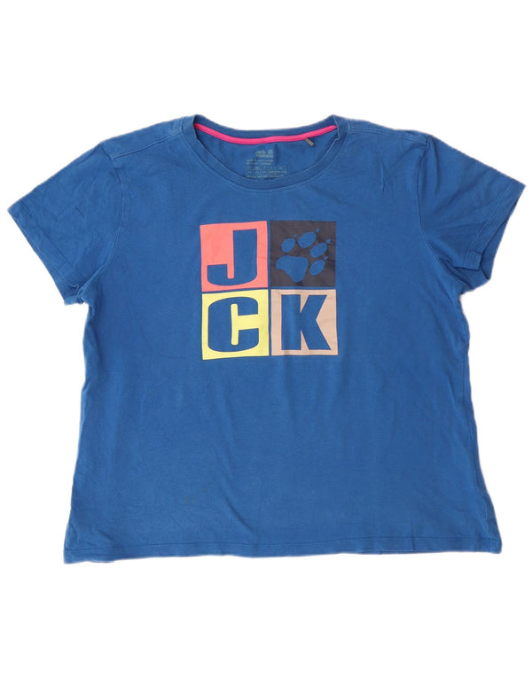 Camiseta feminina Jack Wolfskin com estampa gráfica UK 22/24 2XL algodão azul