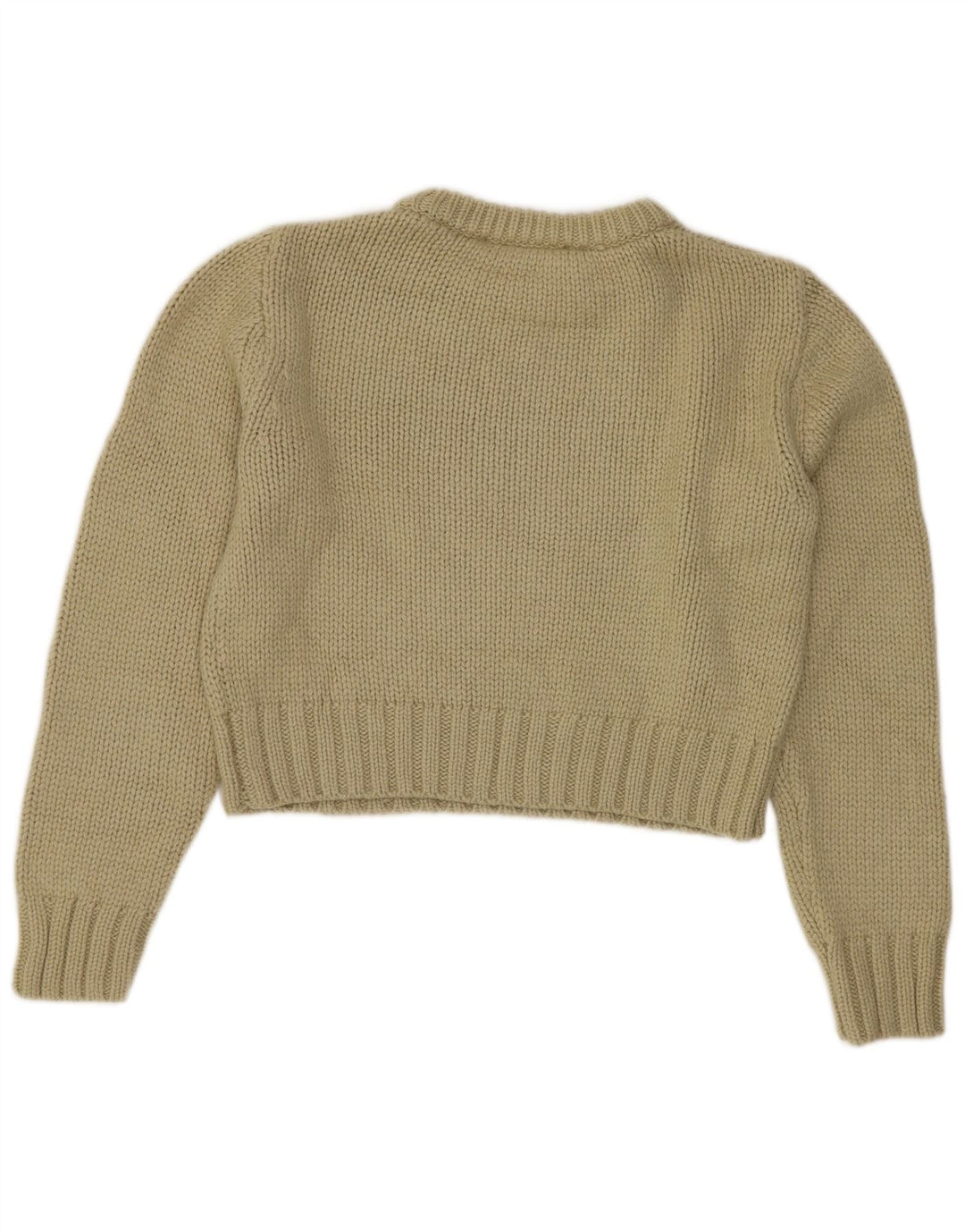 Suéter feminino ZARA com gola canoa e decote em barco, Reino Unido 14, poliéster verde médio