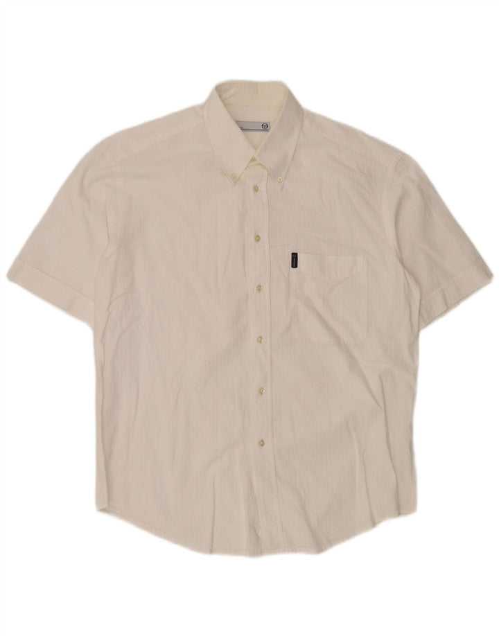 Camisa masculina Sergio Tacchini grande algodão branco clássico