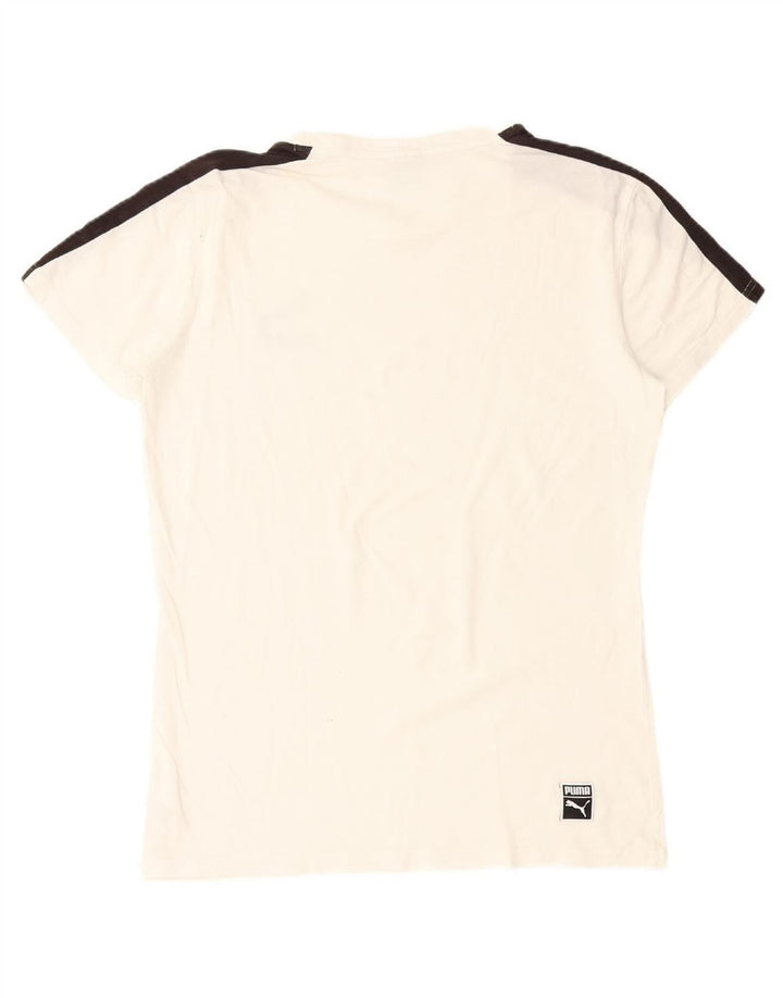 Camiseta masculina PUMA Top médio branco colorblock algodão