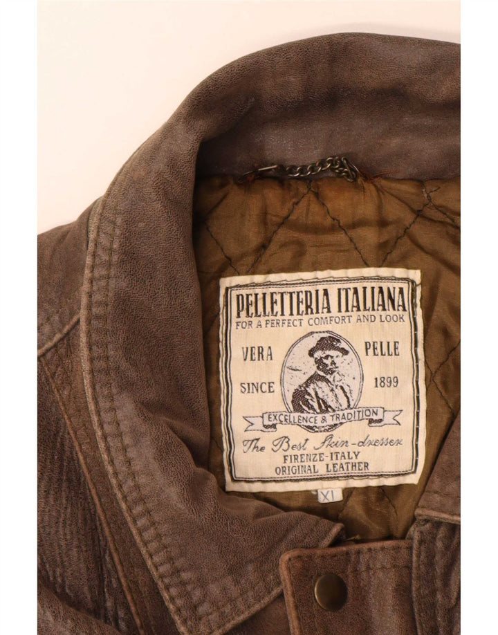 Jaqueta de couro masculina Pelletteria UK 42 XL marrom
