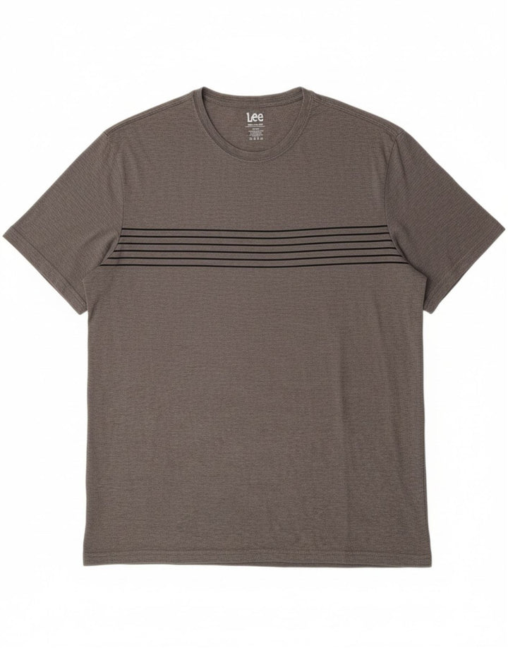 Camiseta masculina LEE Top XL algodão listrado cinza
