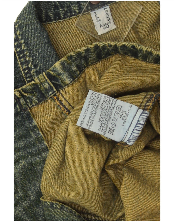 Jaqueta blazer jeans feminina vintage com 3 botões, algodão azul grande Reino Unido 14