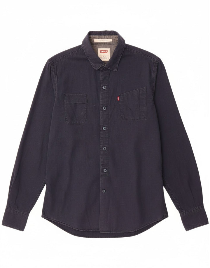 Camisa masculina slim fit LEVI'S pequena algodão azul marinho
