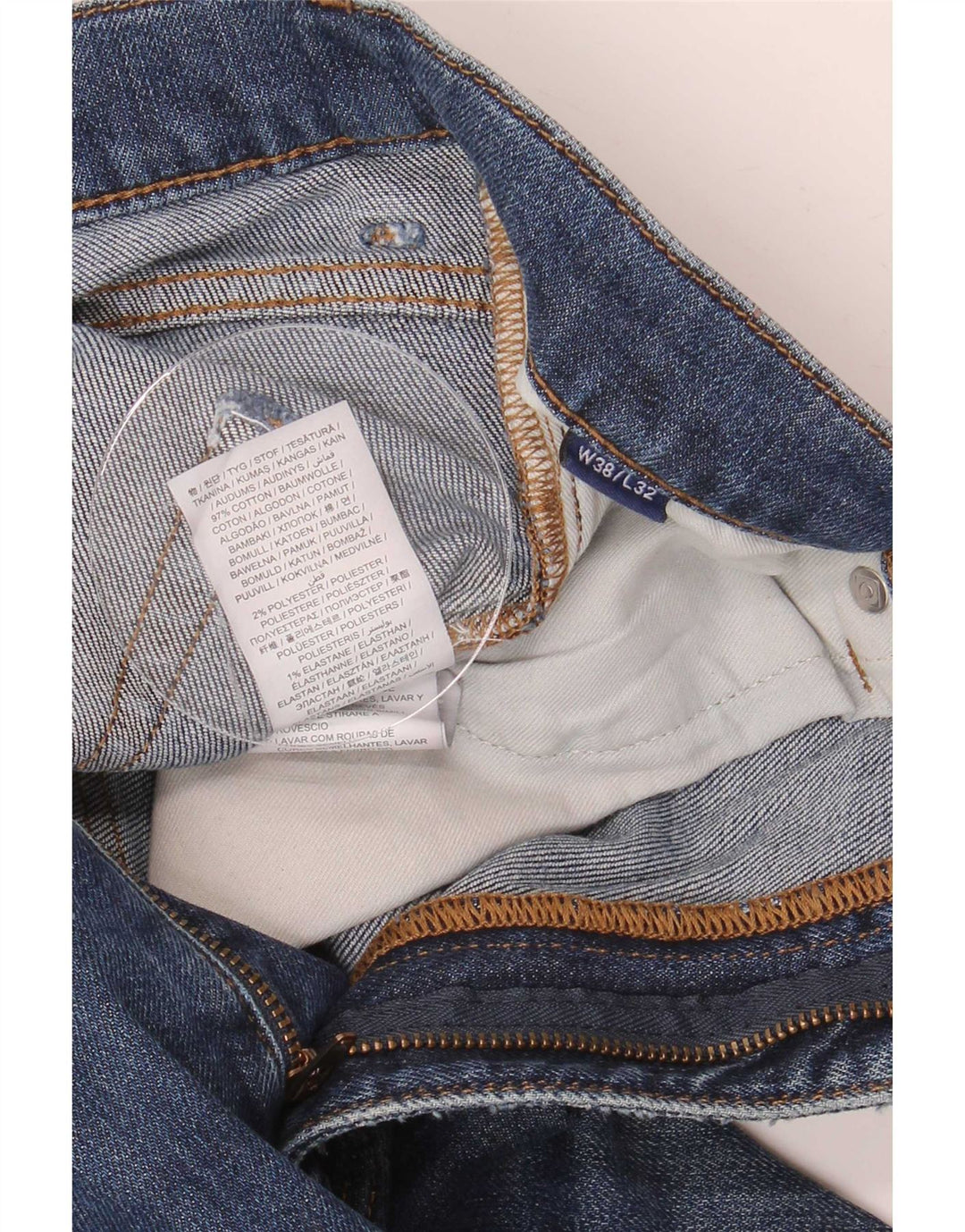 Jeans retos masculinos Gant W38 L32 algodão azul